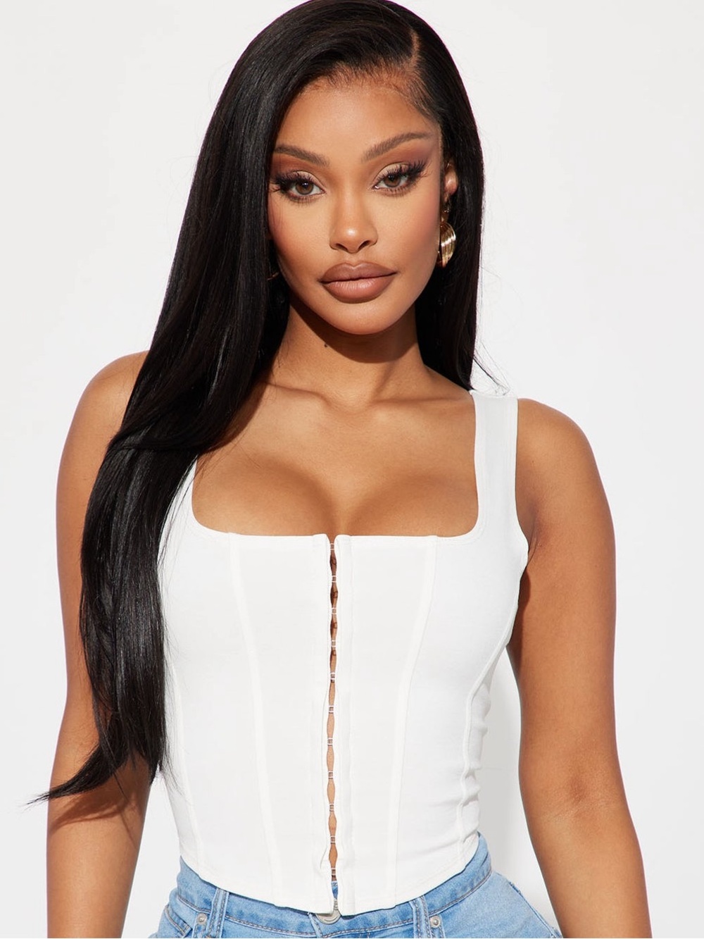 Fashion Nova White BELLE Corset Crop Top